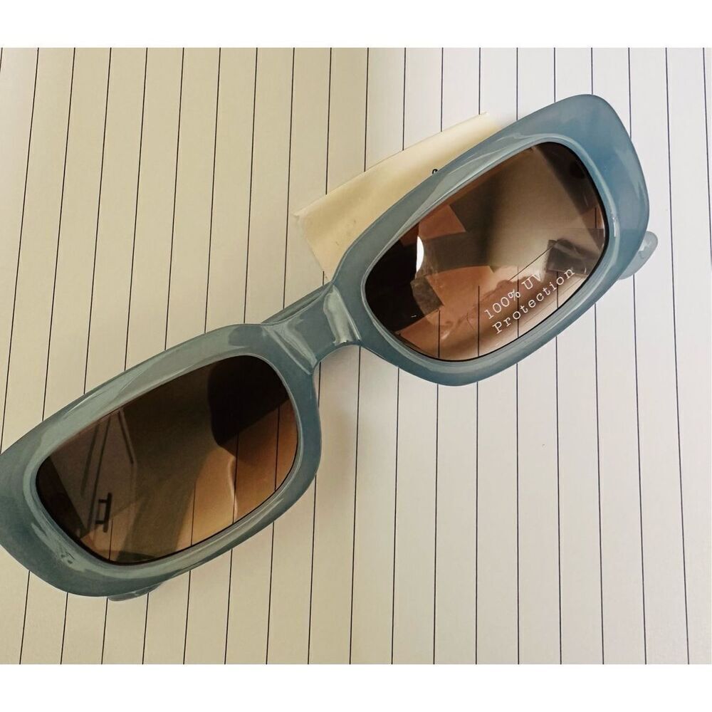 A New Day Blue and Brown Small Rectangle Sunglasses New